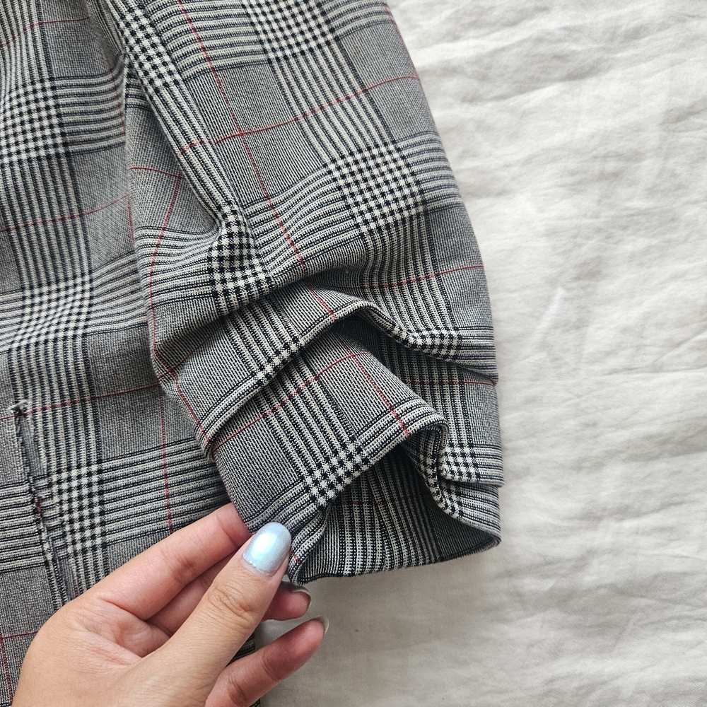 OLD BABATON Power Blazer Grey Glen Plaid 3/4 Sleeves Shawl collar Size 0 Aritzia - Picture 5 of 9